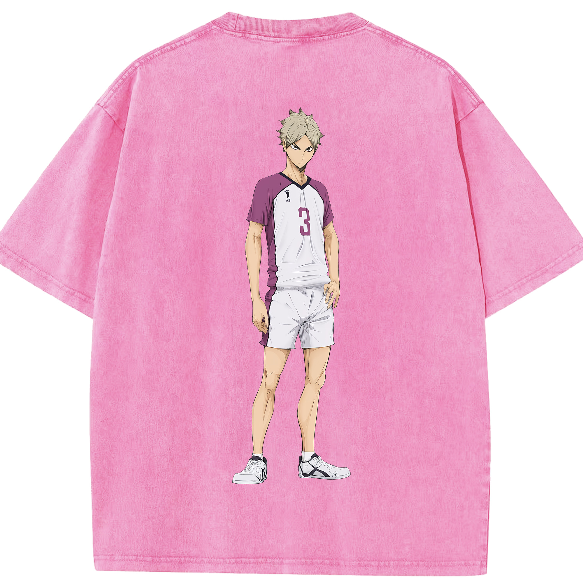 （画像用） ハイキュー!! Haikyu!! 綿100% ヴィンテージ風 半袖Tシャツ（背面プリント）